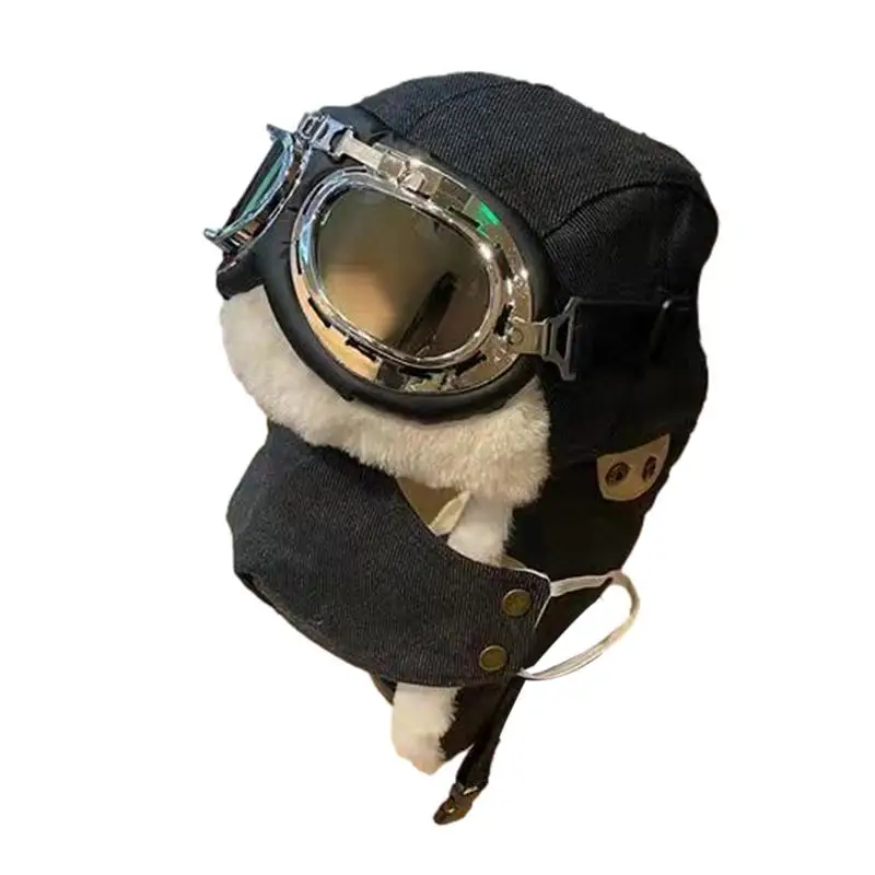 

Pilot Hat Winter Pilot Hat Ear Flaps Costume Accessories Flight Costume Winter Hat Multifunctional Pilot Hat And Goggles Stylish