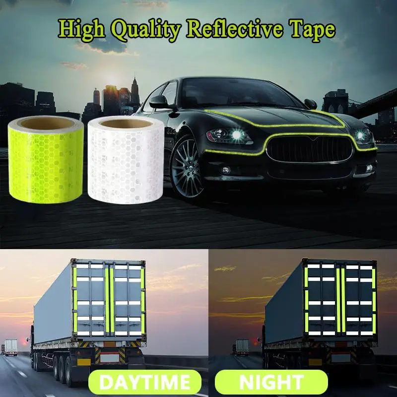 Auto-Warnreflektorband 5cm*10M Rolle Selbstklebender Hochsichtbarer Aufkleber für Anhänger LKW Fahrzeug Straßennutzung – Detail 5