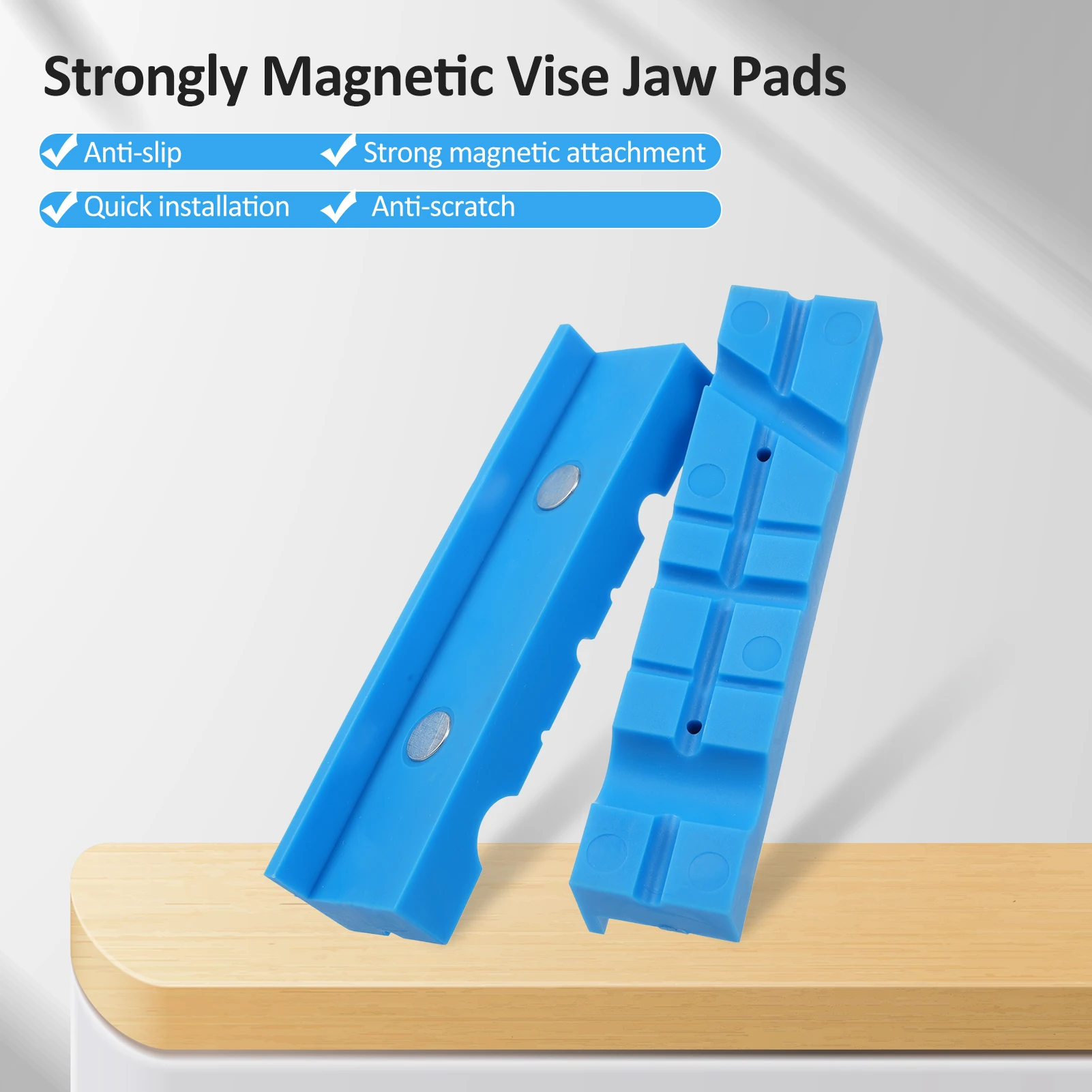 2Pcs Magnetic Protection Strip for Vise Jaws Anti-Skid Pads for Vise Jaws Soft Jaws Bench Vise Strongly Magnetic Vise Jaw Pads