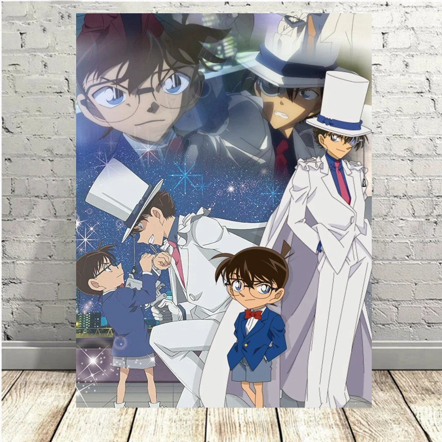 Detektyw Conan diamentowe malowanie japonia Anime pełne wiertło kwadratowe okrągłe ściegiem krzyżykowym hafty dżetów zdjęcia Home Decor