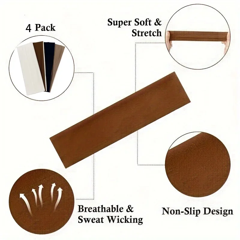 4 предмета женской искусственной кожи, однотонные поглощающие Пот Повязки На Голову, элегантные аксессуары в богемном стиле