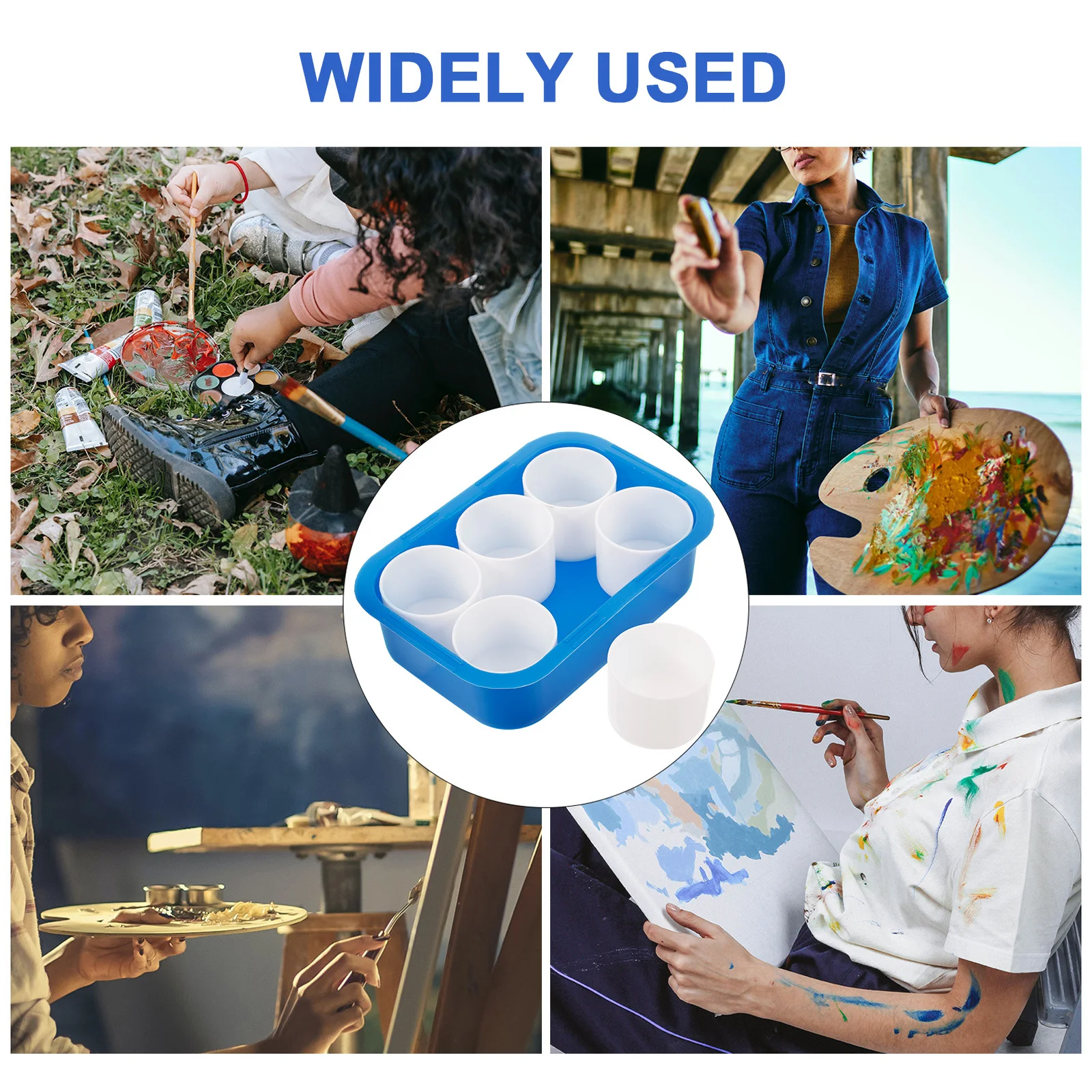 

Portable Watercolor Paint Box 6 Compartments Lightweight Plastic Case for DIY Art Projects and Gifts 6 Grids Paint Box