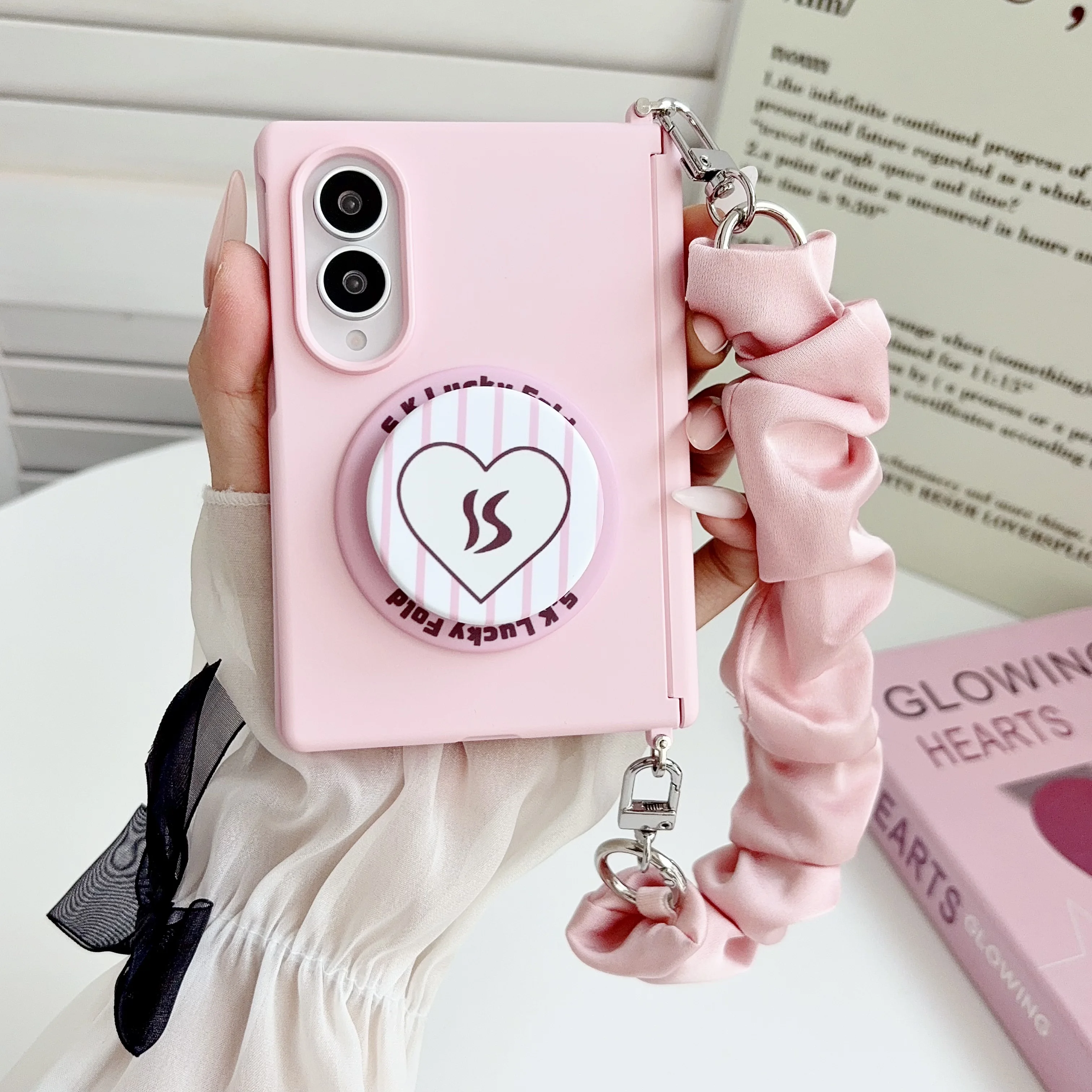 Cute Skin-Feel Magnetic Stand Case for Samsung Galaxy Z Fold8 Fold 8 Shockproof For Magsafe Hinge Protection With Strap Cover
