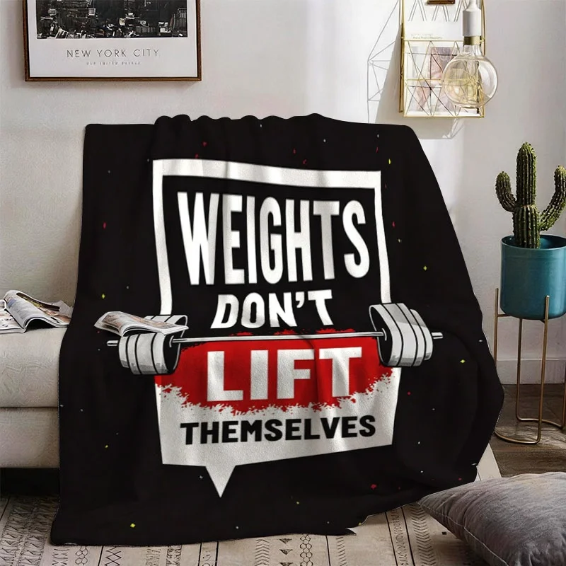 Weights Don't Lift Themselves Gym Motivational Throw Blanket Fleece Cozy Couch Decor Gift for Fitness Lover