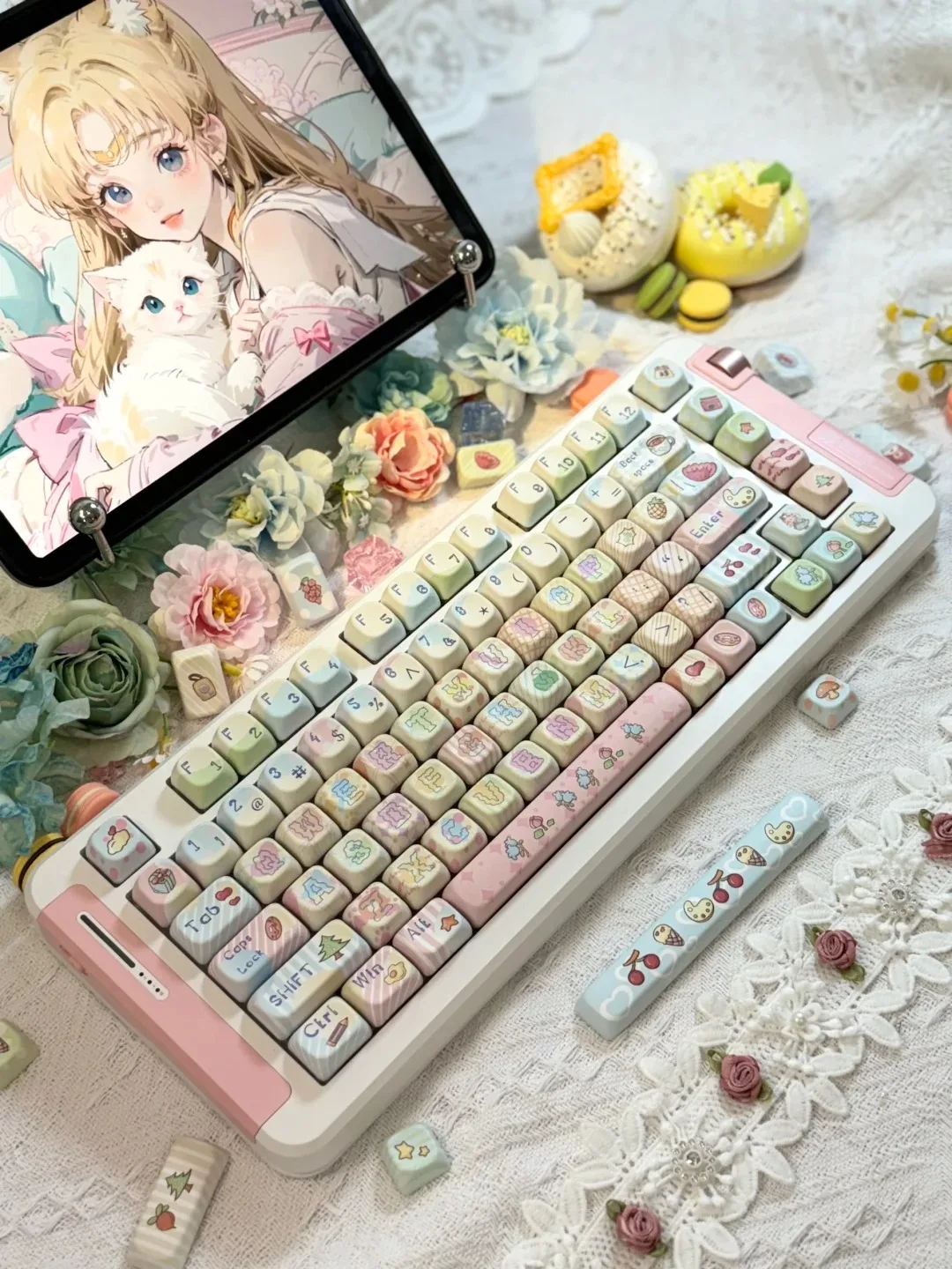 150 Keys Dream Shadow Theme Keycaps FOA Keycaps Gift Cute Key Cap Sublimation Mechanical Keyboard Includ2.25 U 2.75U for Alice