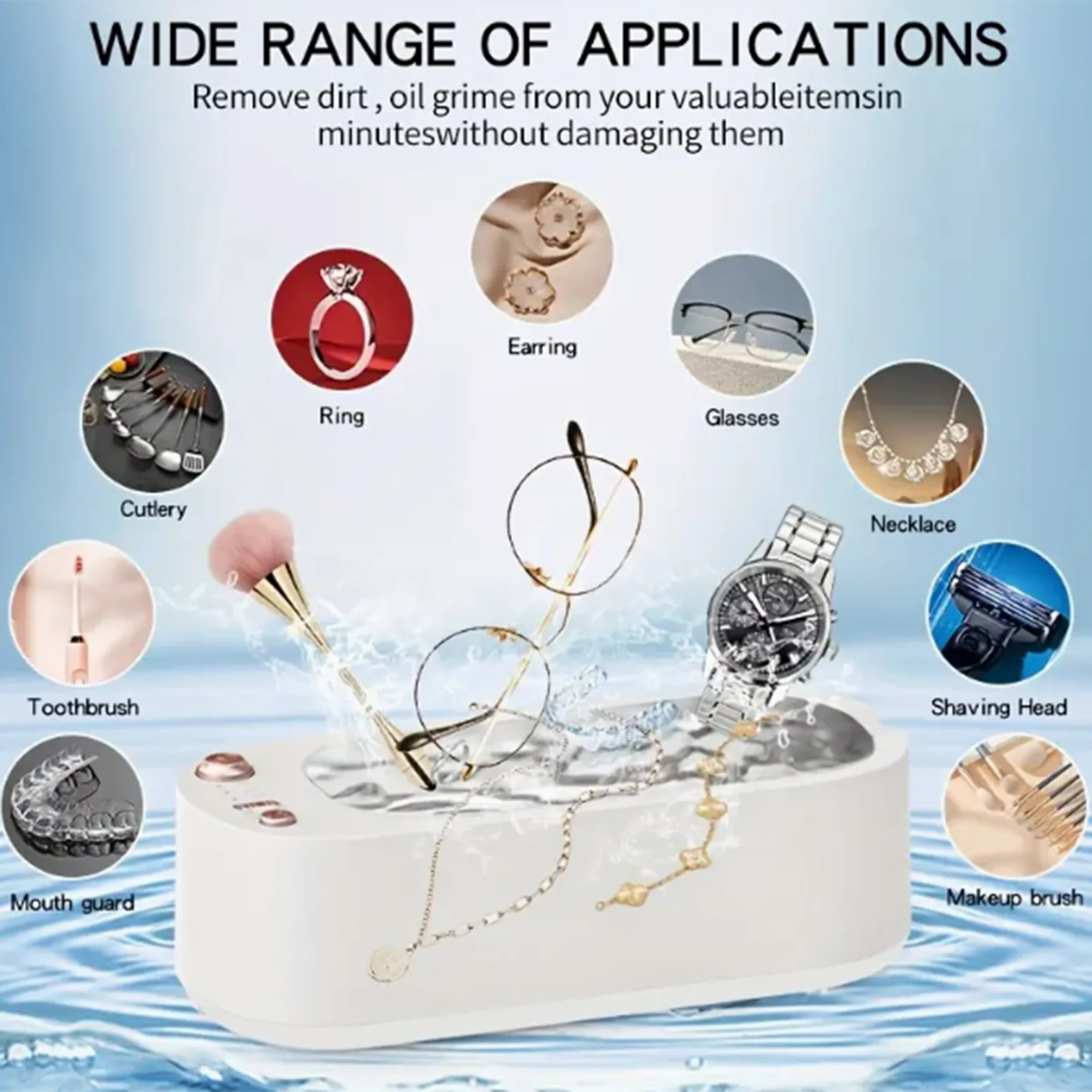 Portable ultrasonic eyewear cleaning machine | Home automatic jewelry/multi-purpose decontamination artifact