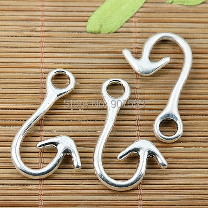 10pcs 36*22mm Tibetan Silver Tone 2sided Curved Arrow Hook Charms EF1998 Charms for Jewelry Making