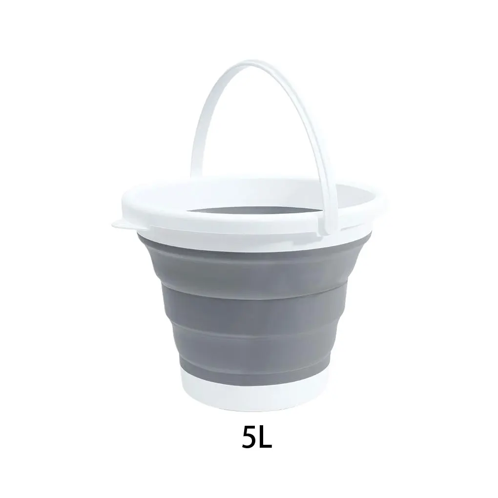 Portable Silicone Bucket Sturdy And Flexible Storage Solution Making Sturdy And Durable. Easy Orange white 10L