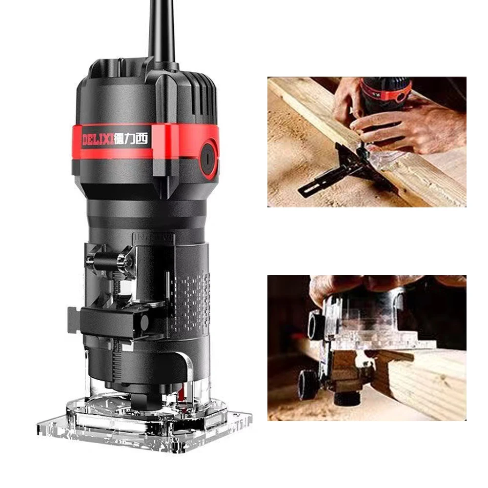 500W 32000rpm Wood Electric Hand Trimmer Woodworking Engraving Slotting Trimming Hand Carving Machine Wood Router Joiners Set