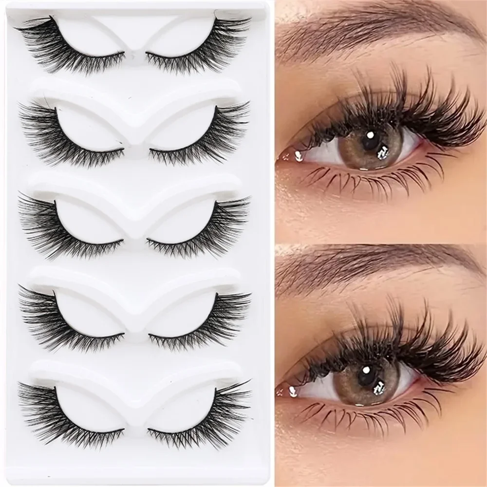 5 paia Cat Eye 3D Ciglia di visone Soffici ciglia drammatiche Ciglia per trucco Ciglia finte lunghe naturali Ciglia finte spesse