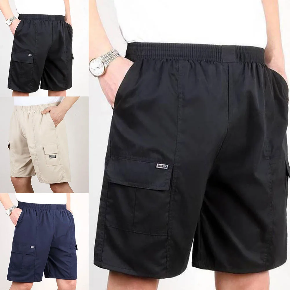 Coat Shorts Khaki Length Short M-4XL Male Navy Blue No Elasticity Pocket Polyester Shorts Solid Color Brand New