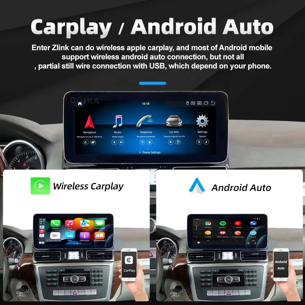 12.3インチAndroidカーDVDプレーヤー、GPS、CarPlay、ダッシュボードマルチメディアシステム搭載、メルセデスベンツML W166、GL X166、GL500、GLEラジオ対応