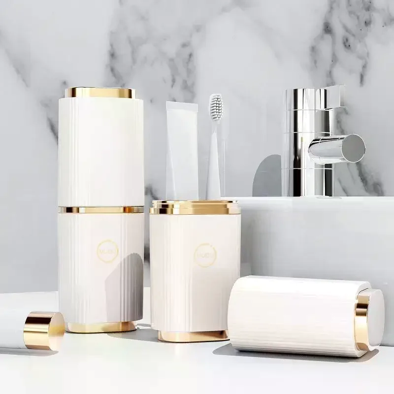 Portable Striped Toothbrush Holder Leakproof Washable Reusable for Camping Business Travel Household Use