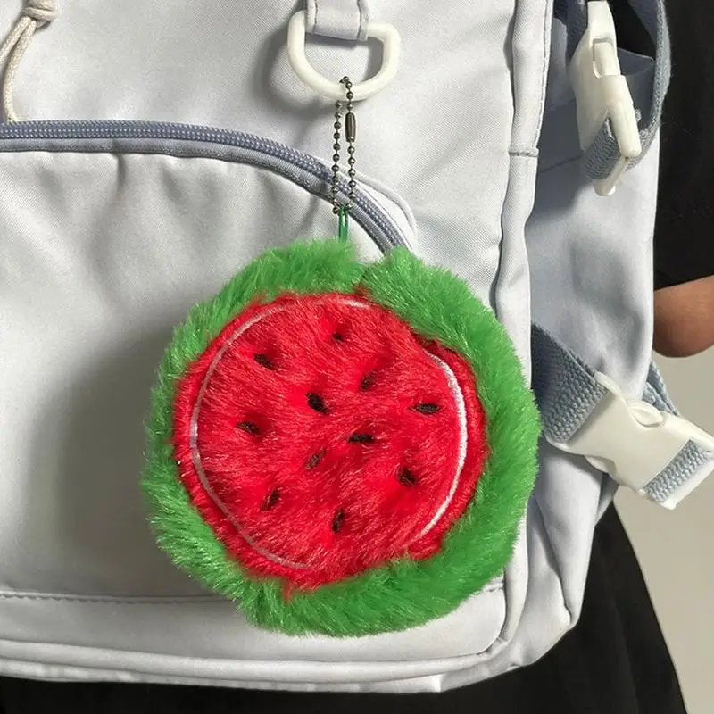 Bolsa de moedas de pelúcia dos desenhos animados mudança titular pequena carteira resistente ao desgaste pequena carteira com design de frutas saco de pelúcia pingente