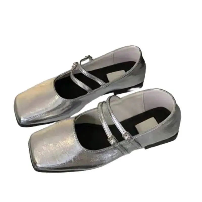 

Women Flat Shoes 2025 Spring New Women's French Square Toe Low Cut Flats Korean Style Elegant Fairy Soft Soled Mary Jane Shoes