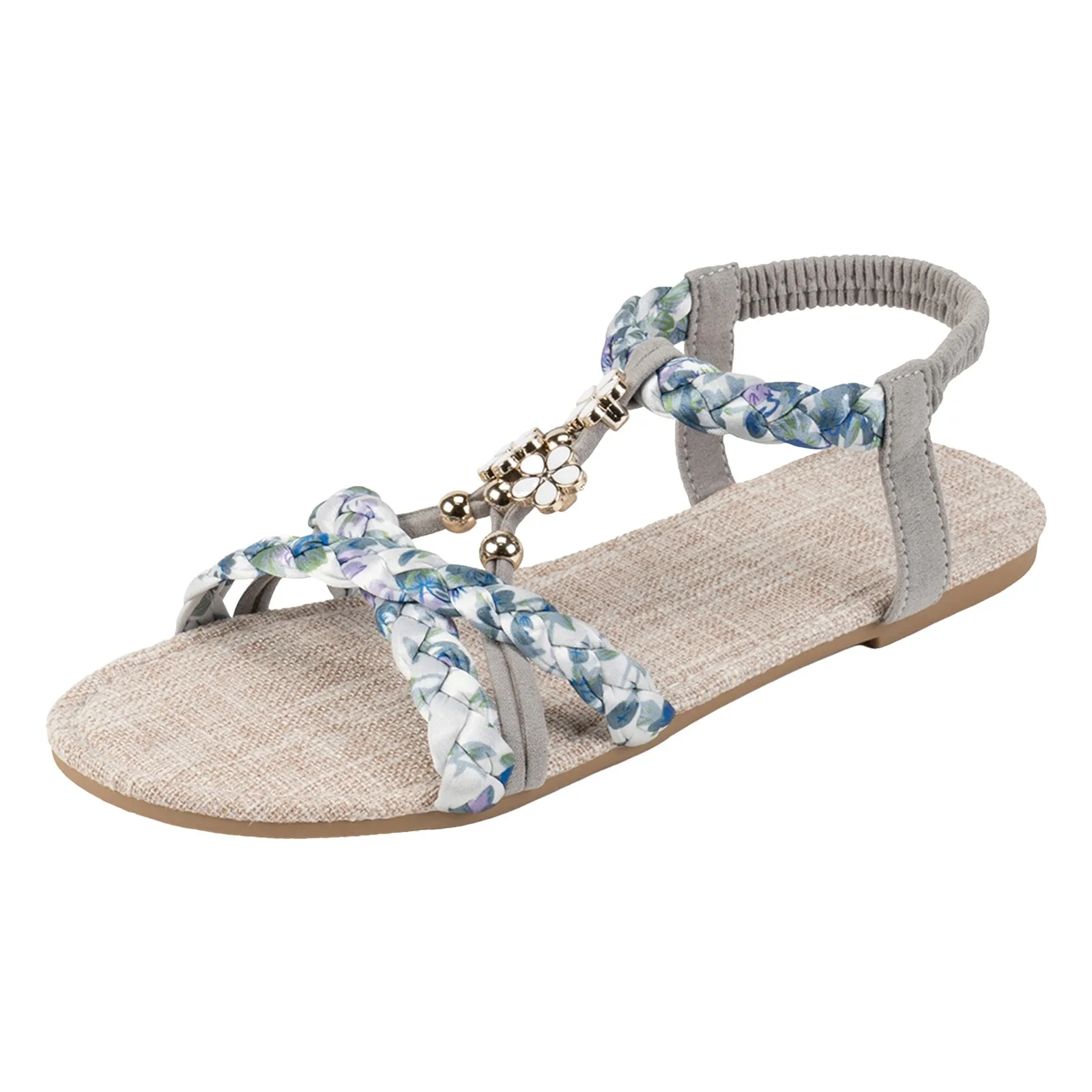 صنادل Born Inlet للنساء الجديدة للربيع والصيف، نعل مسطح عصري، شريط مرن مجوف، ملابس خارجية مريحة