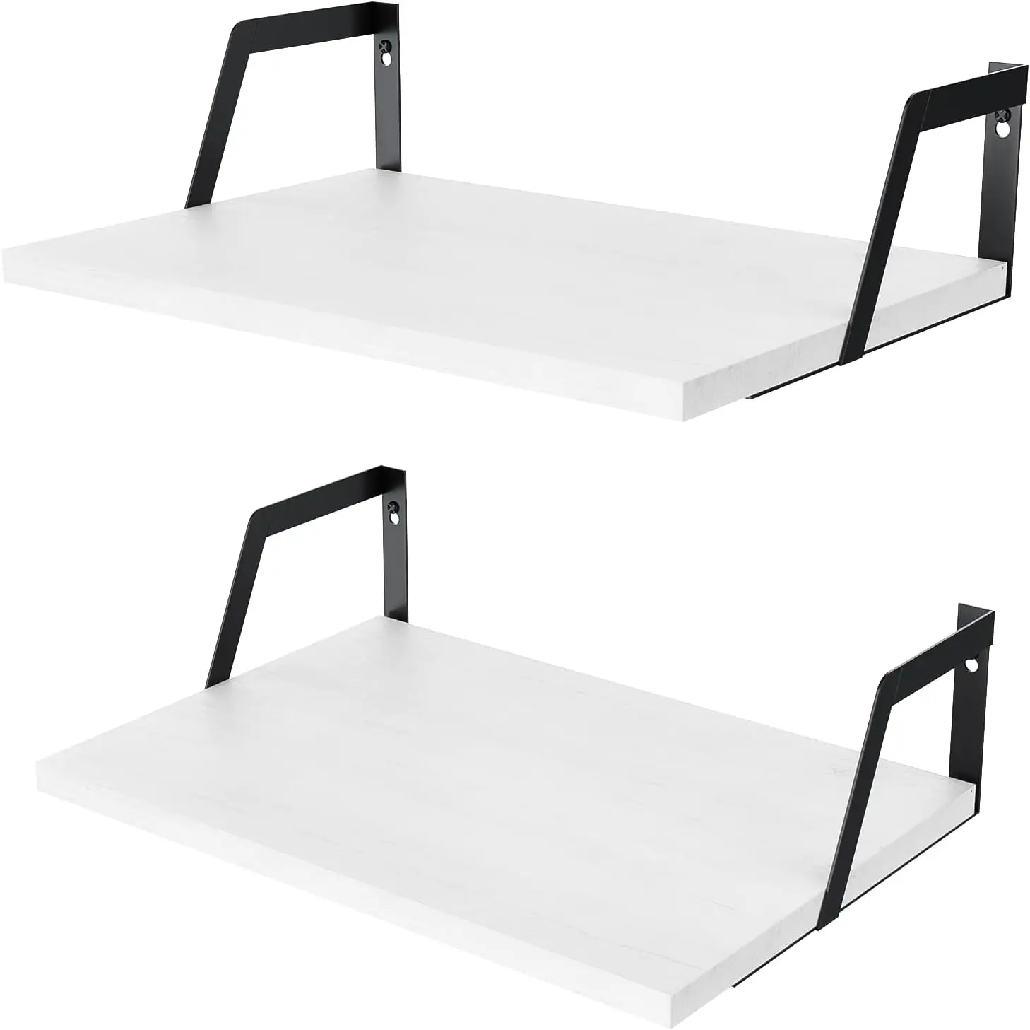 

Floating Shelves Wall Mounted Set of 2 Rustic Wood Shelves with Large Capacity(Washed White)