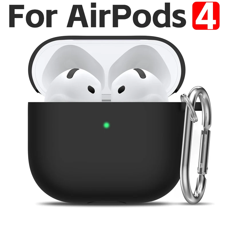 Case For Airpods 4 Earphone Cover Silicone Protective Case with Keychain For Apple Air Pods 4 Wireless Earphone Accessories