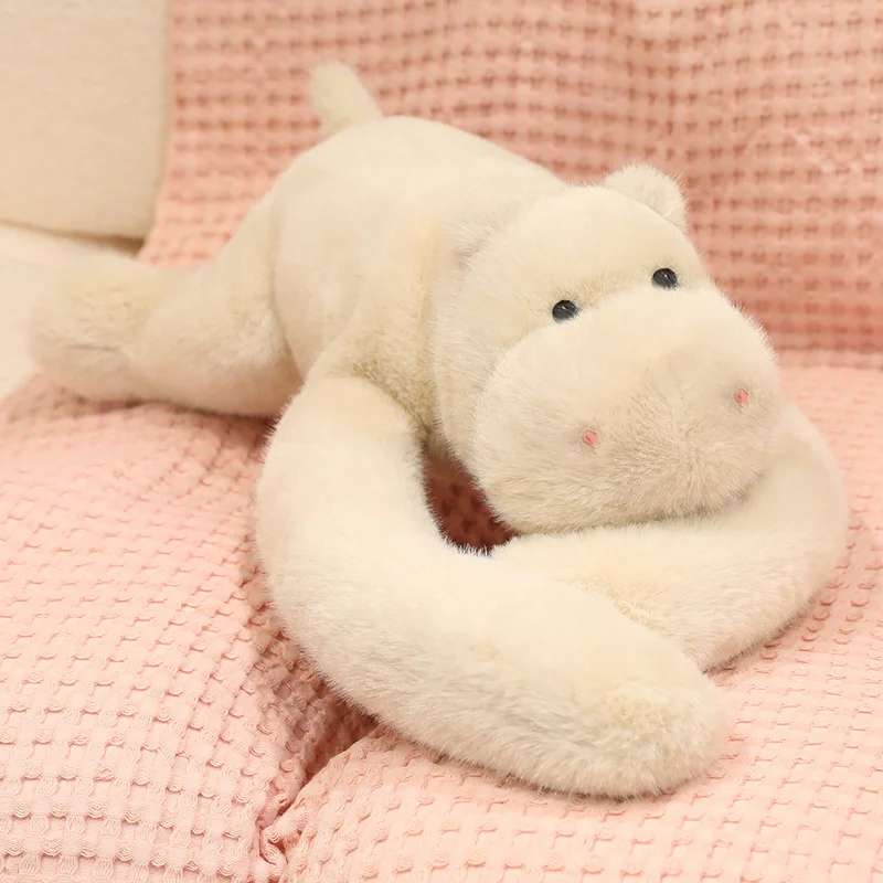 60cm Long Arm Weighted Lion Pink Pig Hippopotamus Plush Doll Simulation Mink Fur Soft Animal Doll Warm Soft Companion Doll Gift - view 4