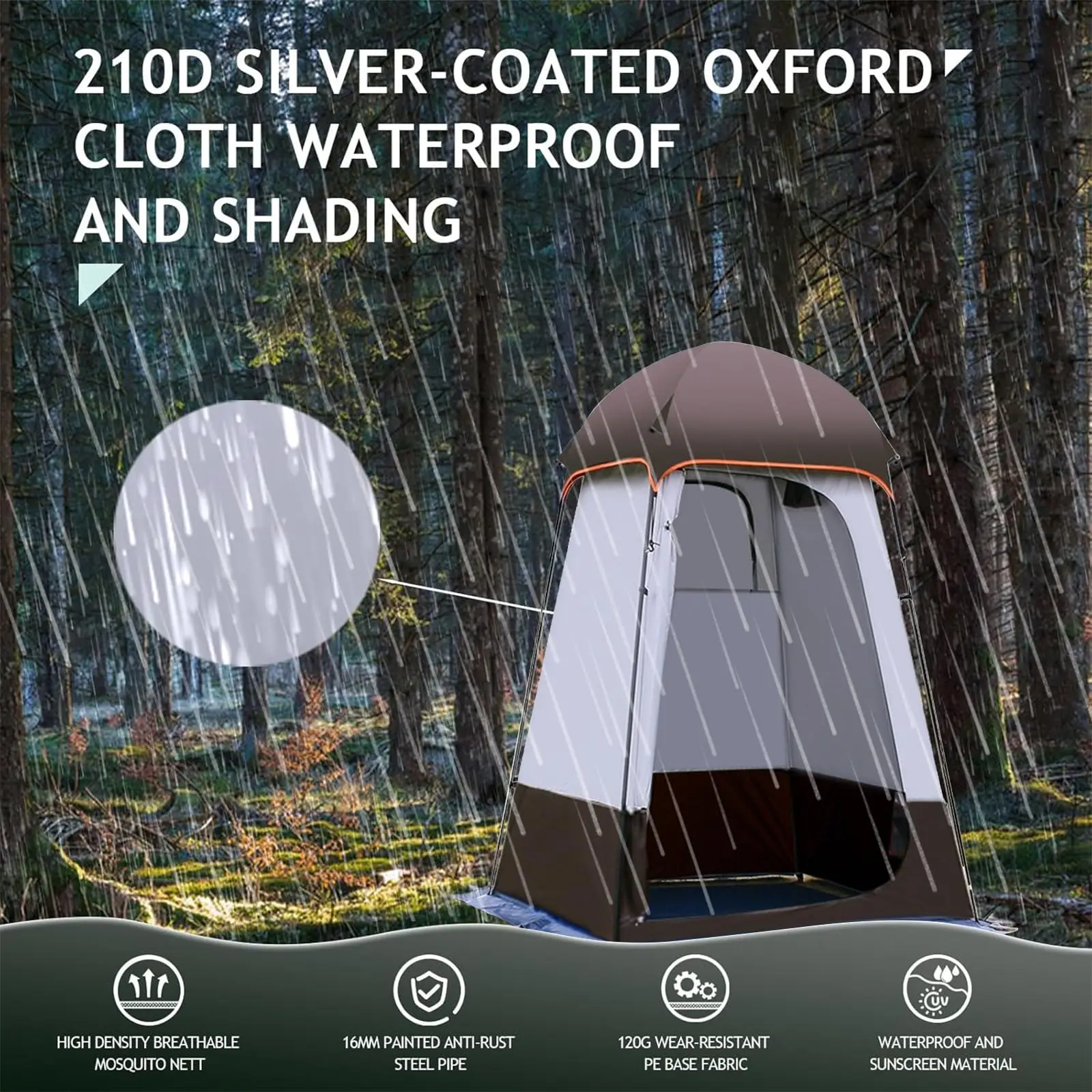 Sonuto Outdoor Shower Tent Portable Privacy Pop Up Changing Room Toilet Shelter Double Layer Instant Camping Beach Pool Fishing