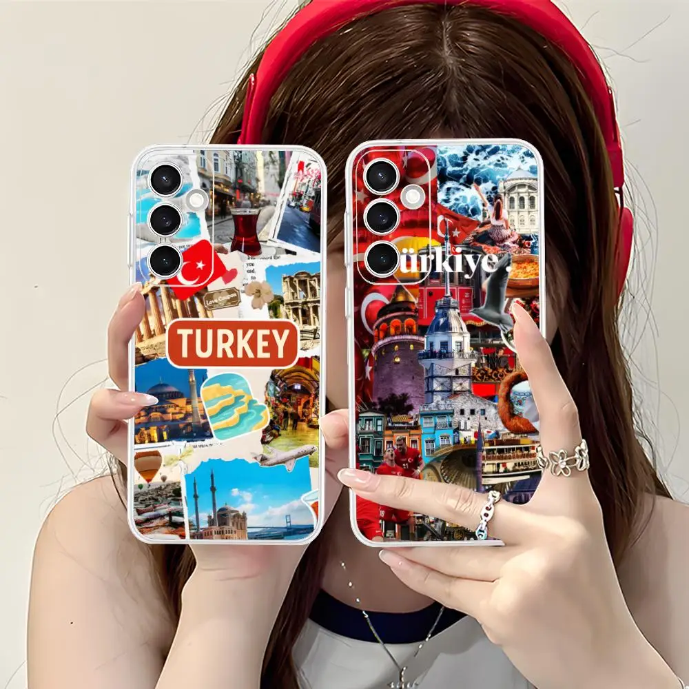 เคสโทรศัพท์มือถือลายธงชาติตุรกี สำหรับ Samsung Galaxy S25 S24 S23 S22 S21Plus FE Ultra  แบบใส สีสวย ดีไซน์สวยงาม