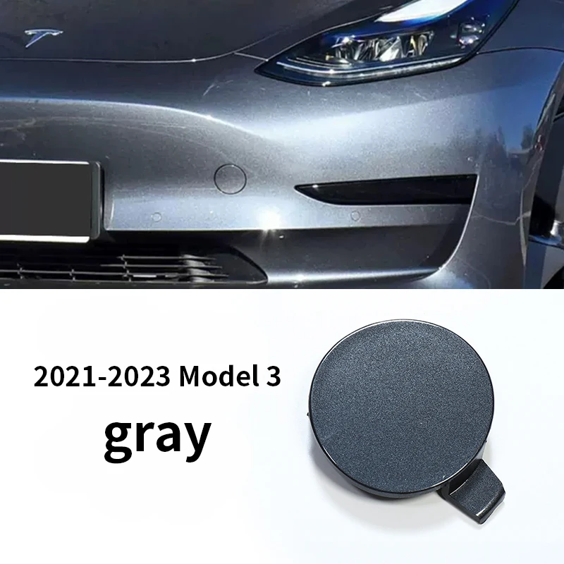 Auto Car Front Bumper Tow Hook Eye Cover Trim Trailer Cap Plug for Tesla 2021-2023 Model 3 Automobiles Parts Accessories Gray
