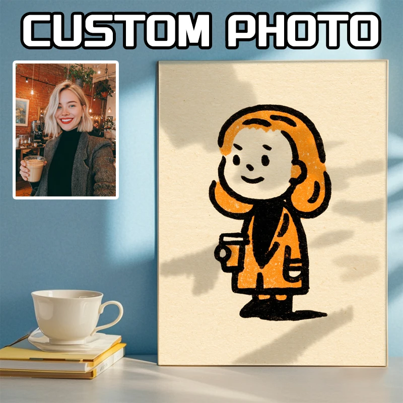 قطعة واحدة من قم بتخصيص لوحة قماشية على شكل عصا الصغيرة الخاصة بك، ملصق بدون إطار، شخصية عصا، عمل فني، تذكار #1