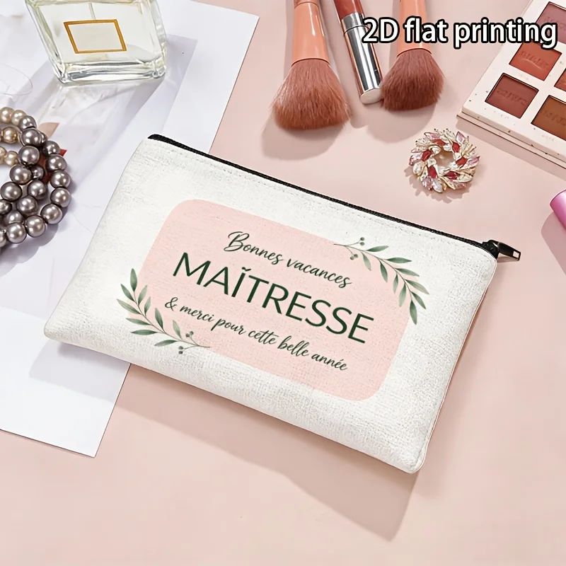 French Teacher Theme Makeup Bag Appreciation Gift Bonnes Vacances Design Thank You Gift for Educators Teacher's Gift Women