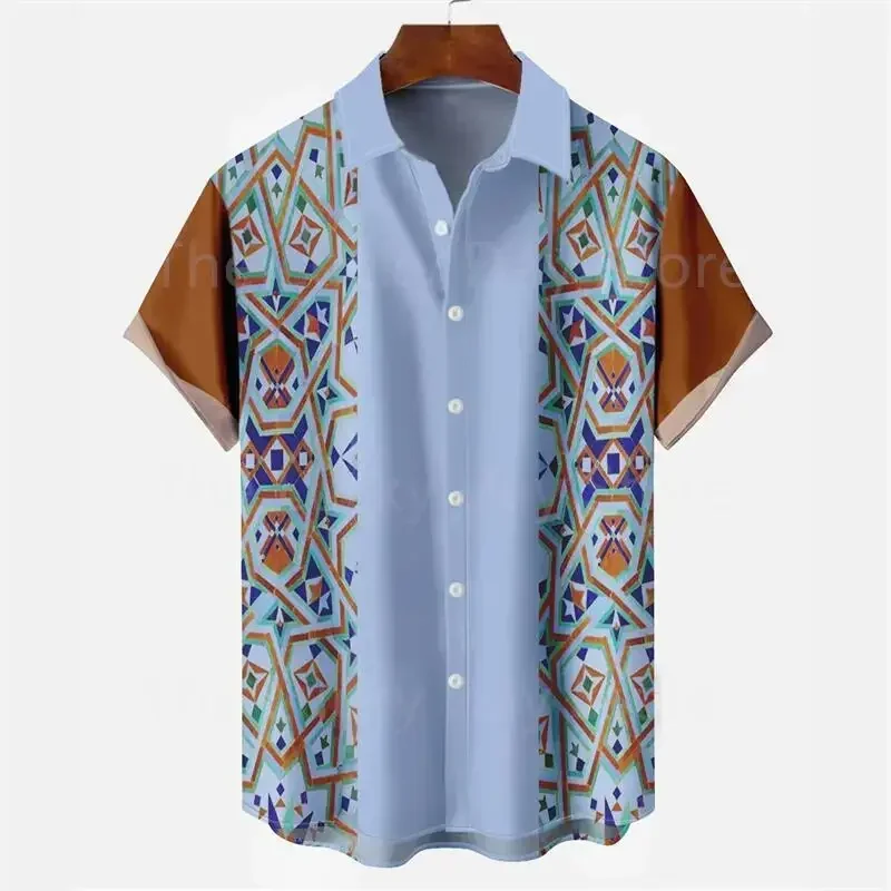 

Men's summer fashion oversized Harajuku casual retro elegant short sleeved shirt