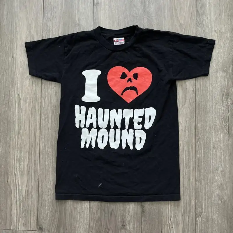 VTG I Love Haunted Mound T Shirt Mens S Bayside Black