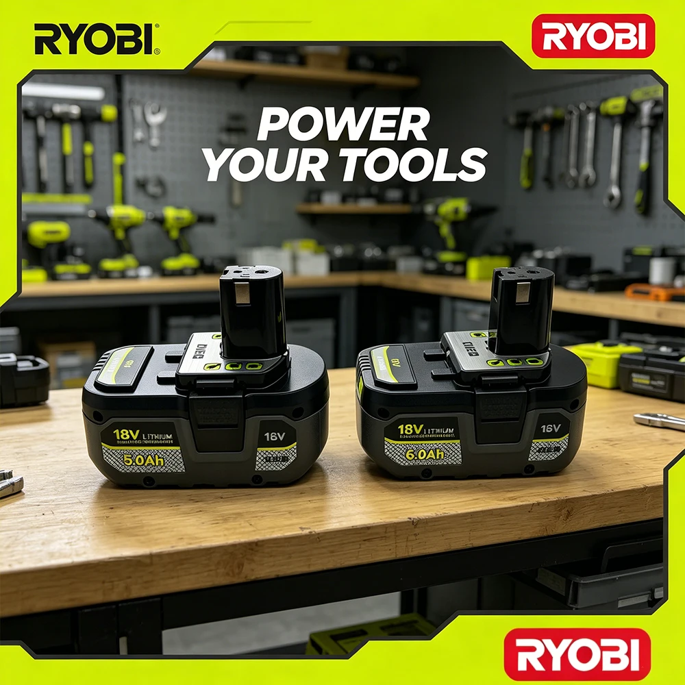 Genuine RYOBI 18V ONE+ 8.0Ah Lithium Plus Battery P108 P102、RB18L50 IntelliCell LED Fuel Gauge All 18V ONE Series Cordless Tools