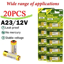 20PCS 12V Alkaline Battery A23 23A 23GA A23S E23A EL12 MN21 MS21 V23GA L1028 GP23A LRV08 for Remote Control Doorbell Dry Cell