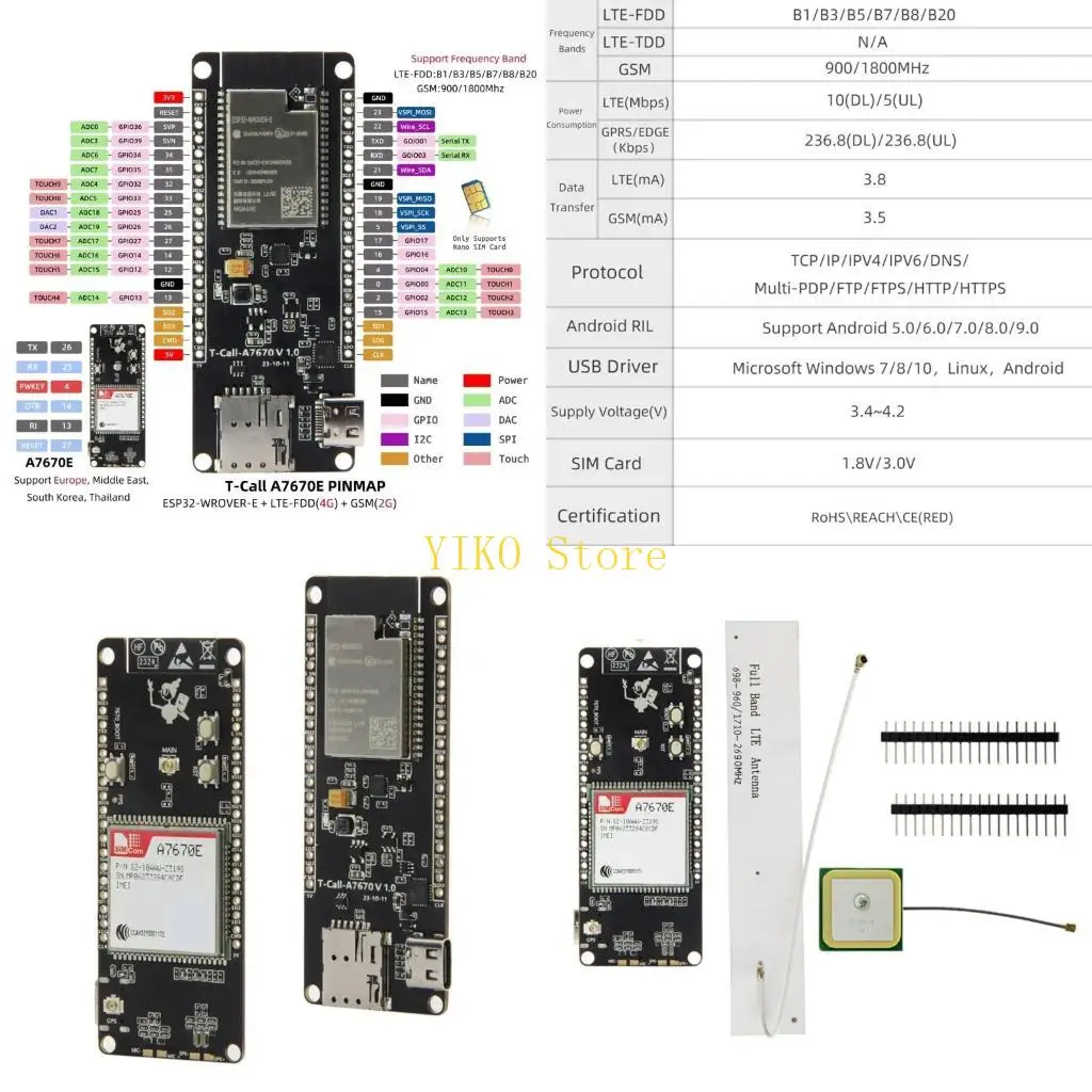 

K32C A7670 4G Development Board Stable Networking A7670E LTE Module