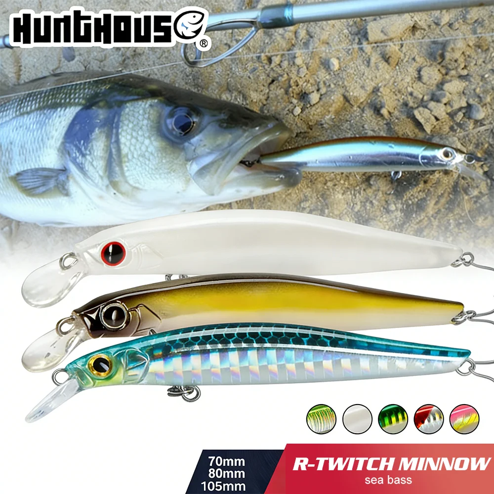 

Набор из 3-х рыболовных приманок Hunthouse Artist Minnow: тонущие воблеры-свимбейты 70мм/80мм/105мм для морской рыбалки на сибаса