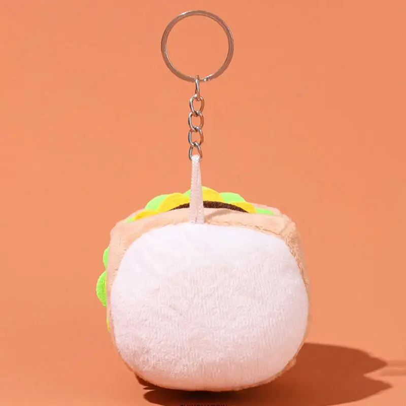 Cute Plush Keychain Burger Sandwich Keychain Pendant Plush Bag Charm Keychain For Purse Bag Car Schoolbag Backpack For Backpacks