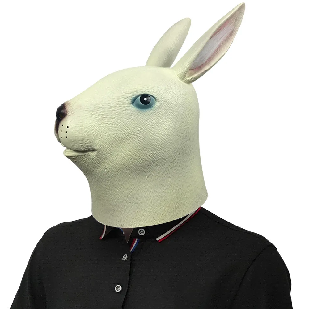Hasenkopfmaske, Natürliche Latex-Hasenkostümmaske für Halloween-Partys und Cosplay – Detail 1