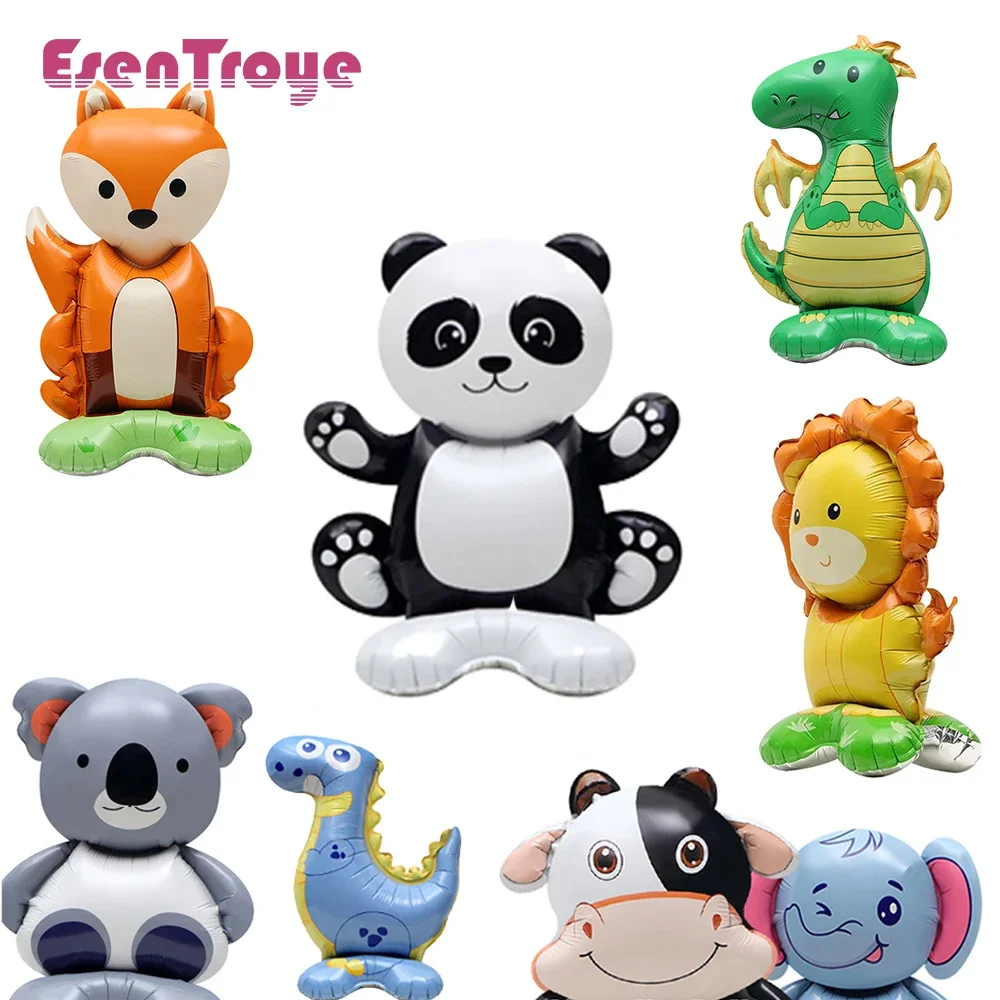 Animal Standing Balloons Jungle Safari Foil Cartoon Panda Lion Dinosaur for Kids Birthday Party Decoration Baby Shower Supplies