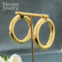 Copper Big Round Dubai Gold Plated Hoop Earrings for Women Circle Earrings Vintage Trendy African Jewelry Set Party Wedding Gift