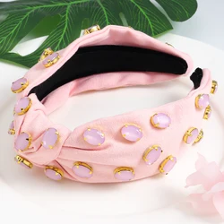 Best Lady Pink Lovely and Sweet Ellipsoid Rhinestone Intersperse Women's Headband Jeweled Hair Accessories Young After Wearing