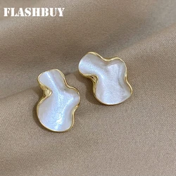 FLASHBUY Trendy Geometry Irregular Earrings For Women New Korea White Enamel Drop Earrings Party Jewelry Gift Wholesale