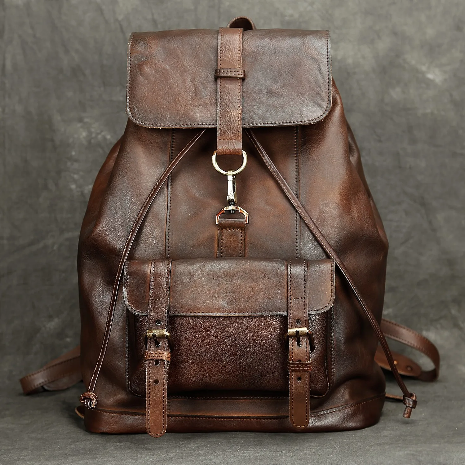 

Anti Theft Men's Genuine Leather Backpack Vintage Handmade Knapsack Male Retro Rucksack Large Fashion Travel Backpack Bag Male