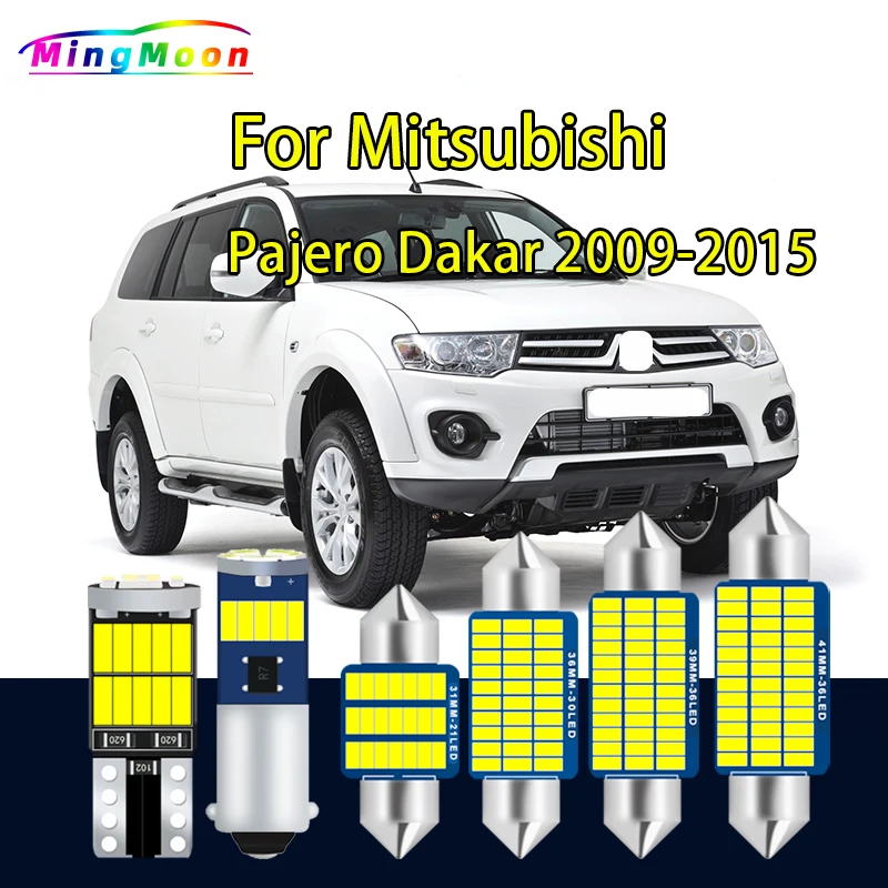 13 pçs led interior porta luz kit lâmpada do carro para mitsubishi pajero dakar 2009 2010 2011-2015 canbus cúpula lâmpada de sinal da placa de licença
