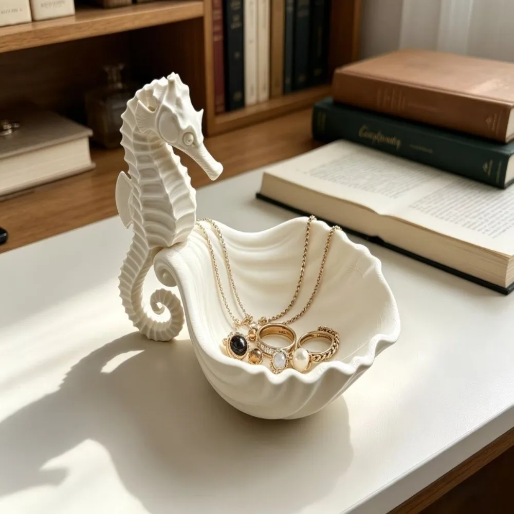3D Printed Seahorse-Shaped Storage Tray Cute Plastic Cosmetics Rack Stable Decorative Jewelry Display Stand Home Ornaments