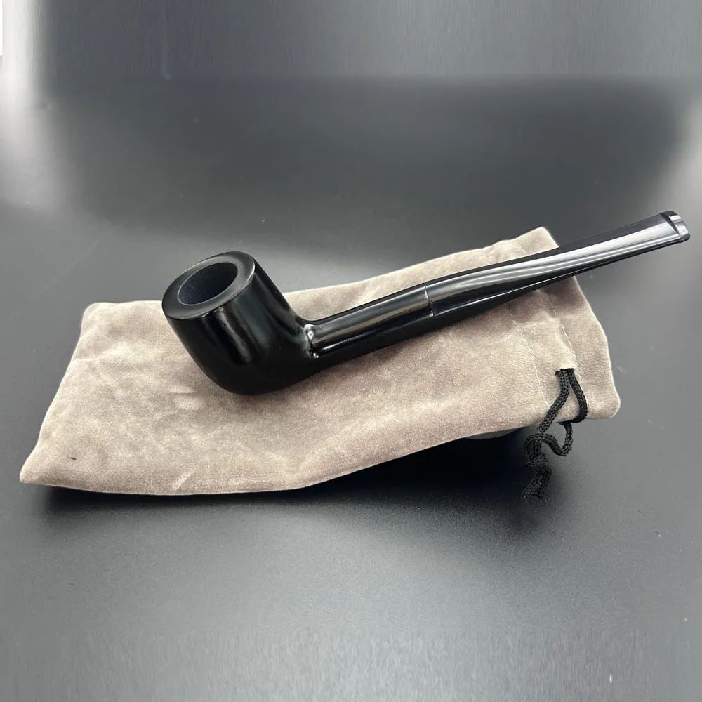 1pcs Black Ebony Wood Vintage Classic Tobacco Pipe Natural Sandalwood Smoke Pipe