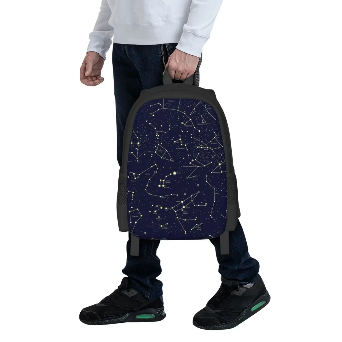 

Night Sky Golden Celestial Stars Zodiac Constellations Backpack School Bag Hiking Travel Daypack for Bookbag Shoulder Bags