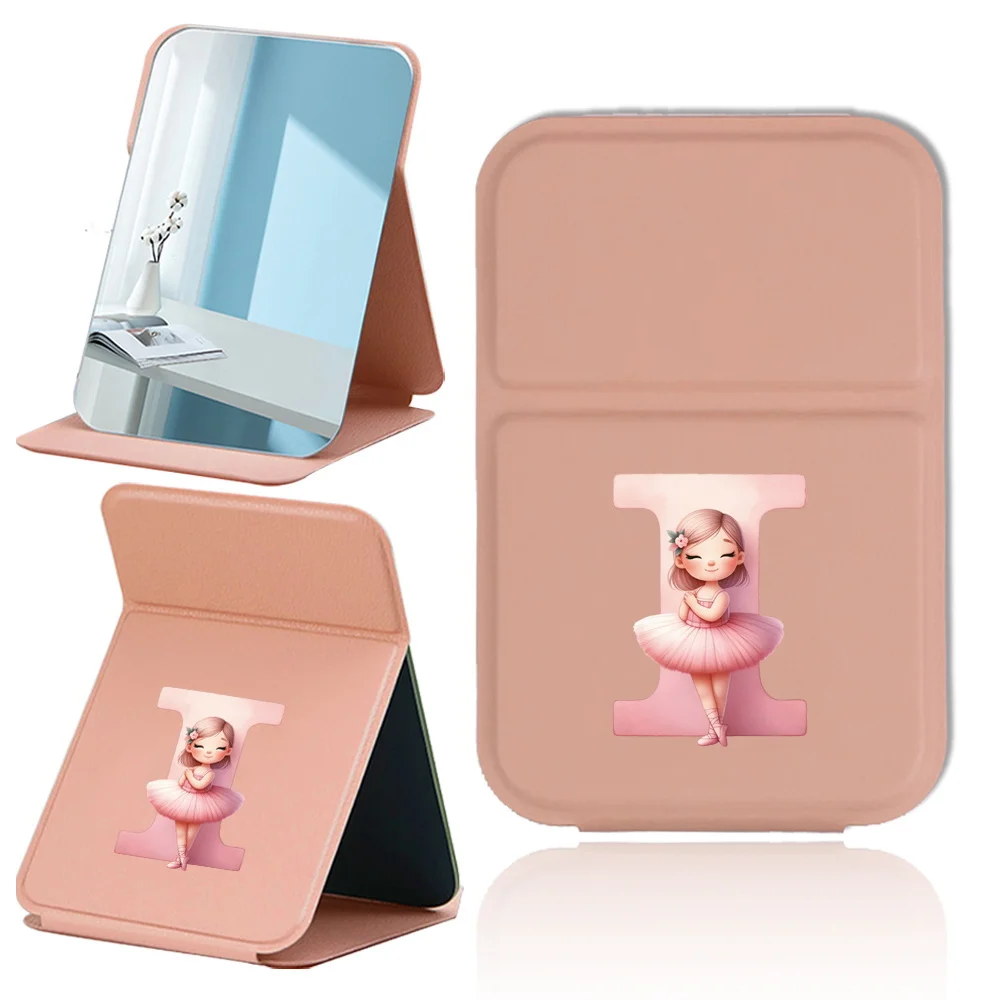 Desktop opvouwbare make-upspiegel Cartoon print Handheld zakspiegel Draagbare antislip schoonheidstool Cartoon dierpatroon