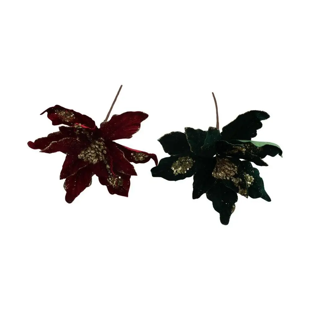 4 ألوان معلقة بريق زهرة عيد الميلاد جميلة DIY بها بنفسك زهرة عيد الميلاد الاصطناعية محاكاة فريدة من نوعها الزهور الصناعية ديكور المنزل #3