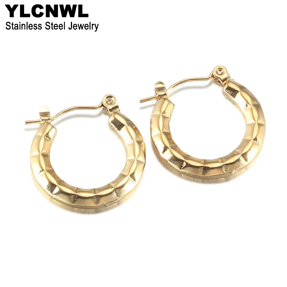 Gold Plated Stainless Steel Earrings For Women Small Round Hoop Ladies Brincos Trendy Jewelry Wedding Party Gift Wholesale