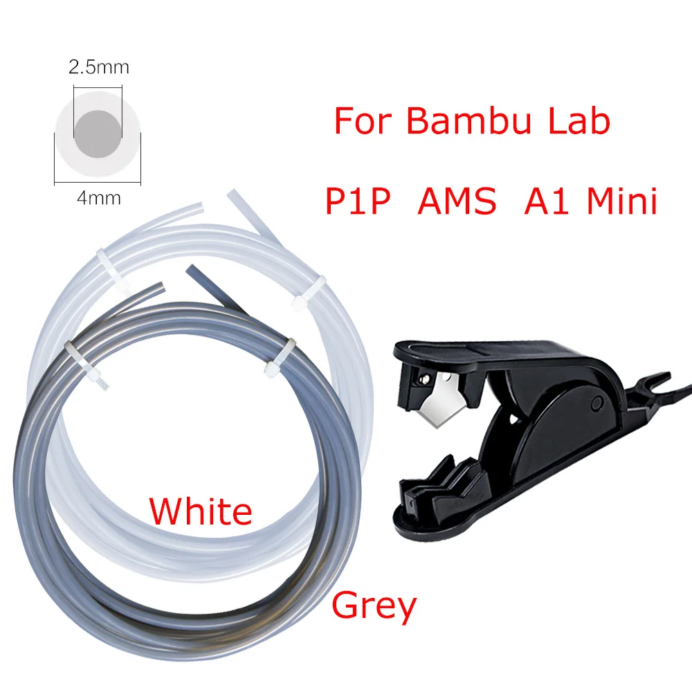 For Bambu Lab Ptfe Tube 2 5mm 4mm P1P AMS A1 Mini 3D Printer Teflonto Pipe  1.75mm Bambulab Ptfe Tube 4m White Grey AMS LITE