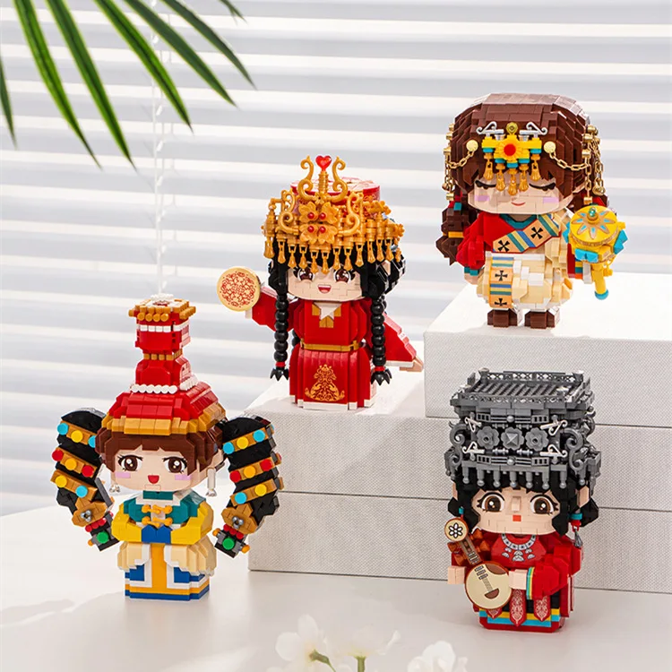 

Idea Building Brick Cartoon Figure Micro Diamond Block China Mongols Tibetan Hmong Uygur Girl Nanobrick Educatonal Toys For Gift